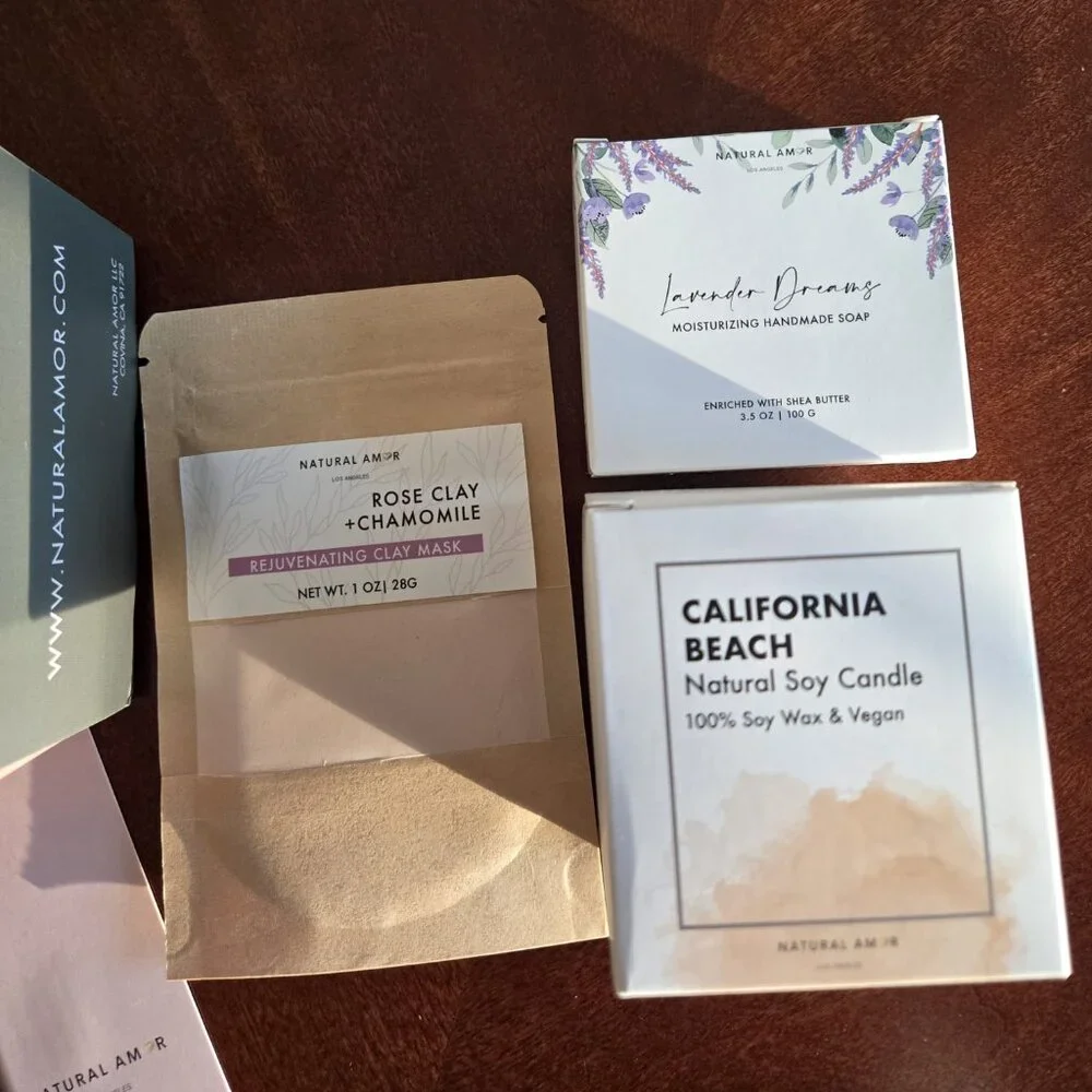 Natural Amor Handmade Spa Gift Set, Relaxing 5pcs Self Handmade Skin Care Sets G